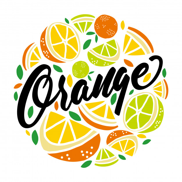 626x626 Orange Fresh Fruit Lettering Round Badge Vector Premium Download