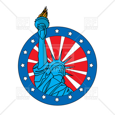 400x400 Round Badge With Statue Of Liberty Vector Image Vector Artwork