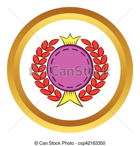 450x470 Round Badge With Crown And Laurel Vector Icon In Golden Circle