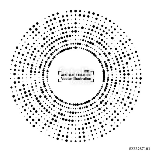 500x500 Abstract Halftone Circle Frame With Black Random Dots. Round