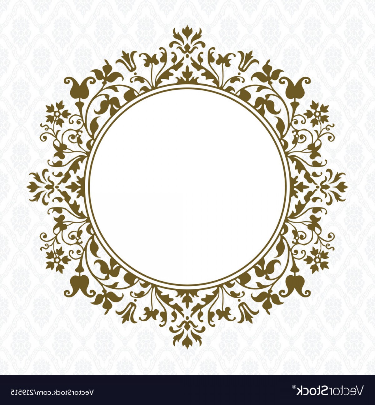 1200x1296 Gold Round Floral Frame Vector Shopatcloth