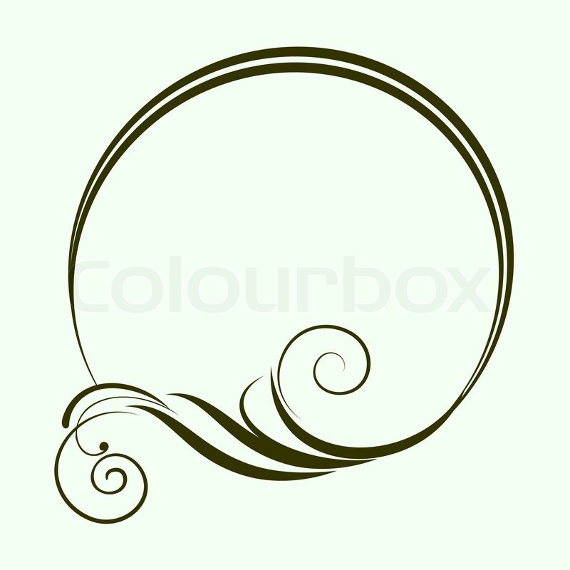 800x800 Round Frame With Decorative Branch. Vector Illustration. Stock