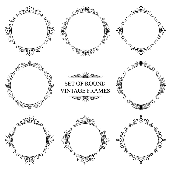 600x600 Set Of Round Vintage Frame Vector Free Download