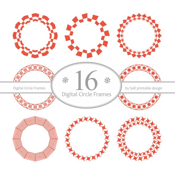 570x570 Digital Round Frames Digital Circle Frame Vector Frames Etsy