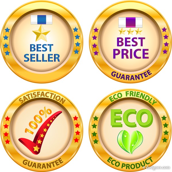 600x599 4 Designer Metallic Round Label Vector Material 02