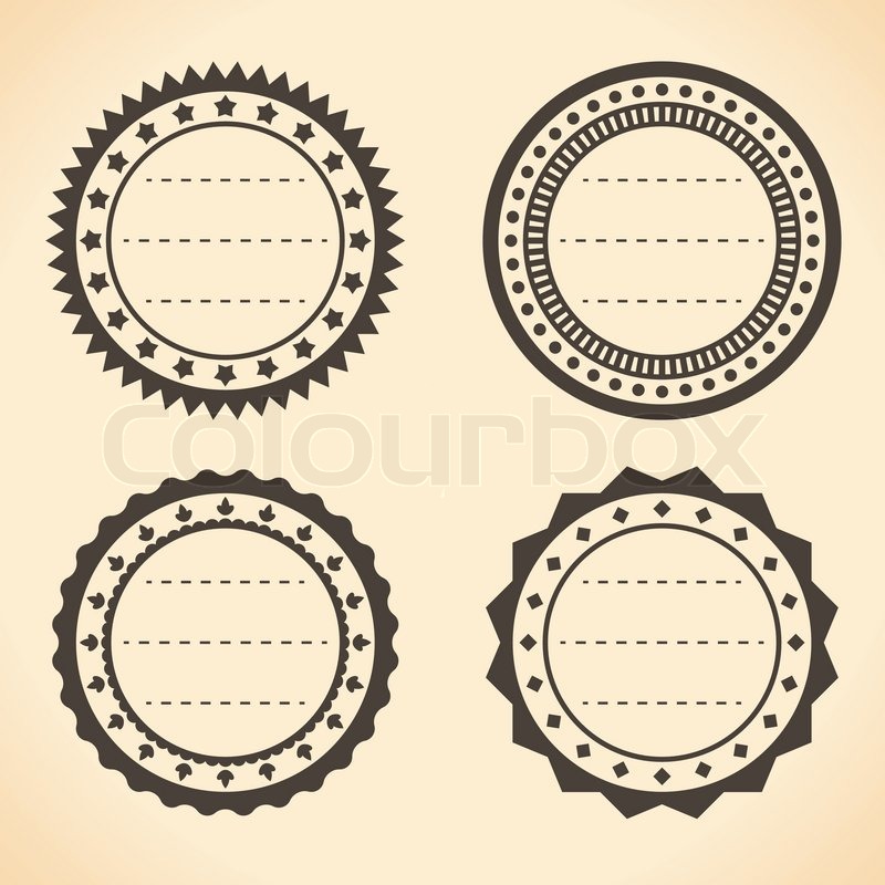 800x800 Blank Vintage Round Quality Labels Vector Illustration. Stock