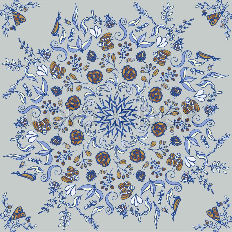 800x800 Beautiful Circular Floral Seamless Pattern. Ornamental Round Lace