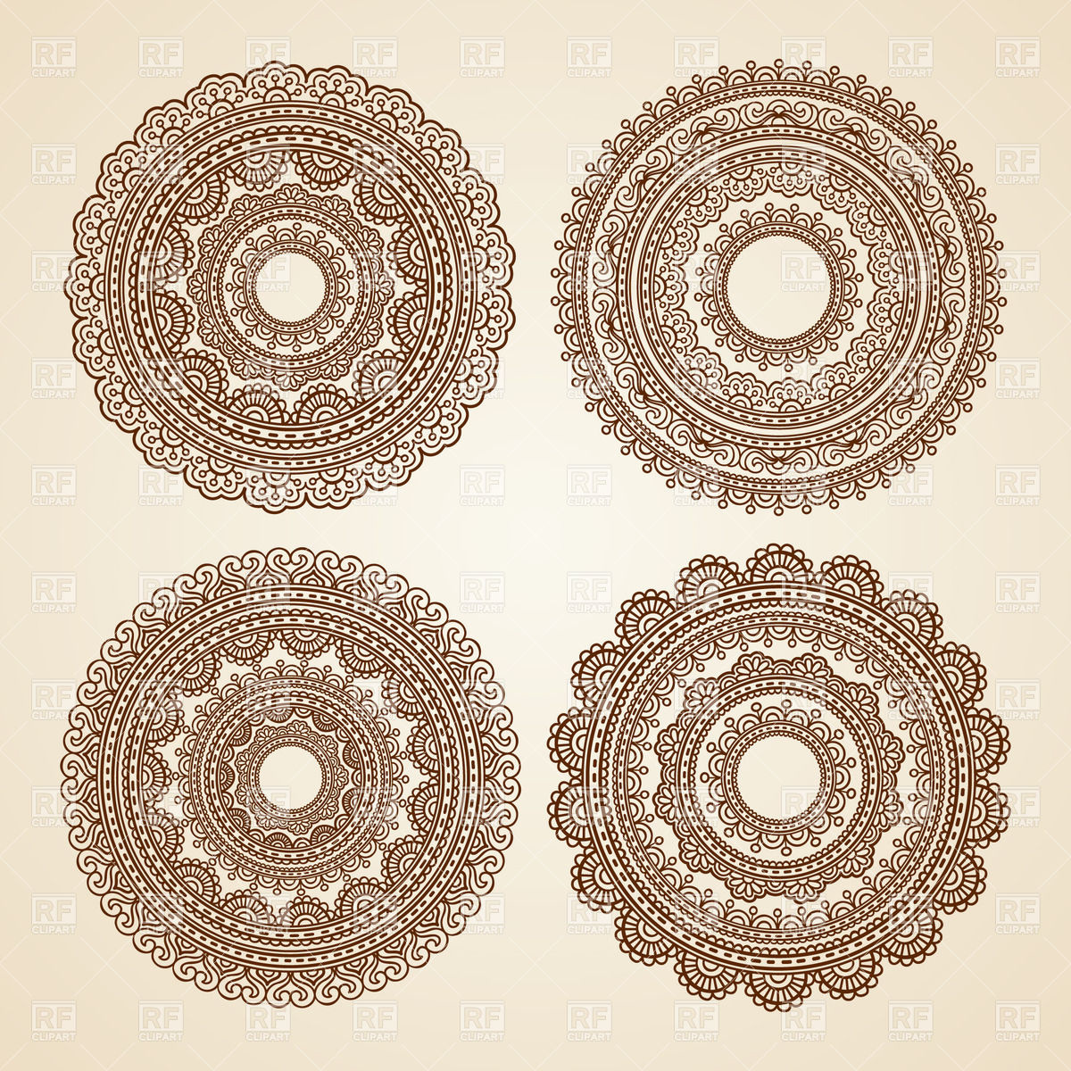 1200x1200 Set Of Round Lace Ornaments Vector Image Vector Artwork Of
