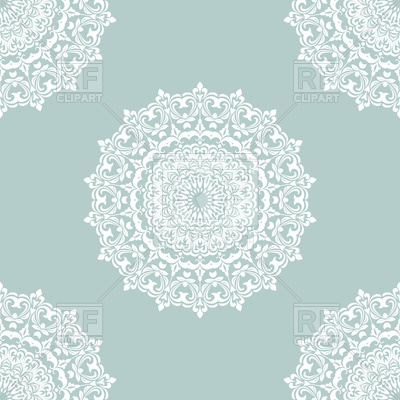 400x400 White Mandala Seamless Pattern On Blue Background