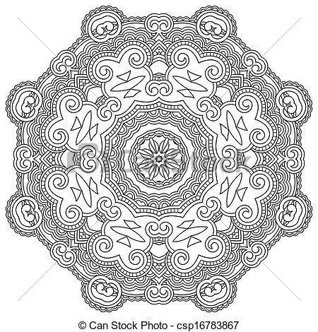450x470 Circle Ornament, Black And White Ornamental Round Lace.