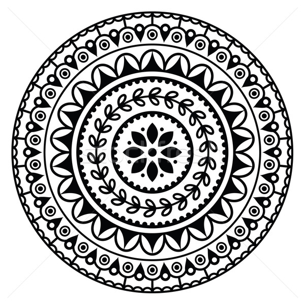 600x600 Mandala, Indian Inspired Round Geometric Pattern Vector