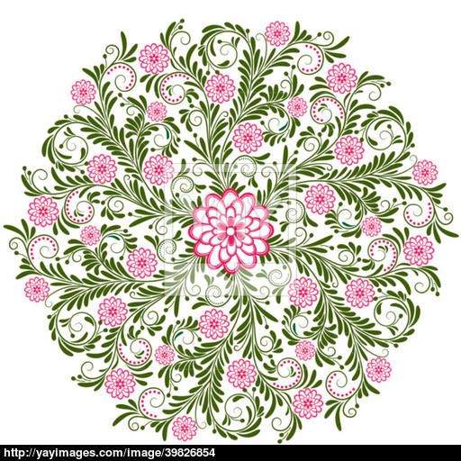 512x512 Vintage Floral Round Pattern Vector