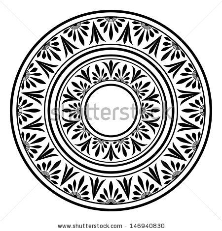 450x470 Circle Ornament. Round Frame, Rosette Of Ancient Elements. Greek