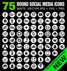 235x248 66 Elegant Moderns Line Round Social Media Icons Collection, White
