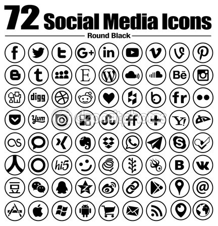 432x449 72 Social Media Icons New, Circle Line Flat Vector Wp Pubbli