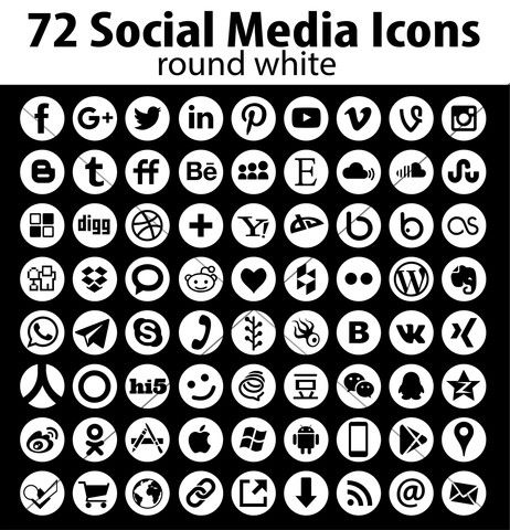 462x480 80 New Circle Social Media Icons Vector Back And White Circle