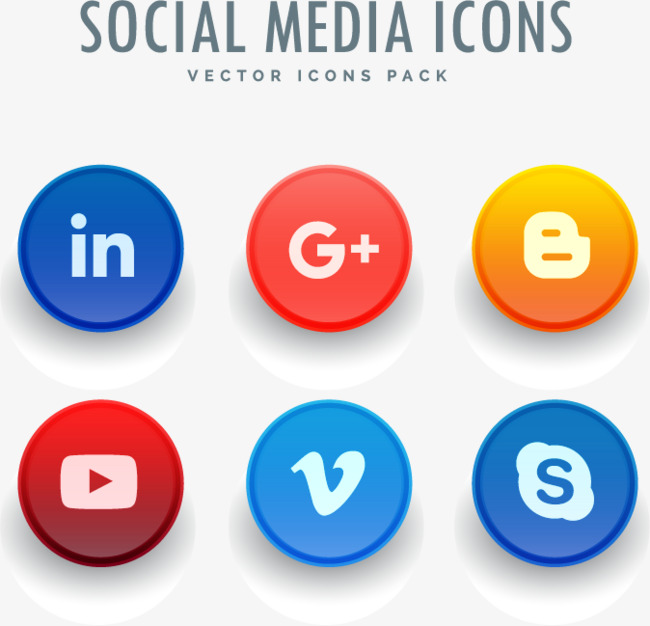 650x626 Social Media Icons, Round Icon, Colored Icons, Three Dimensional