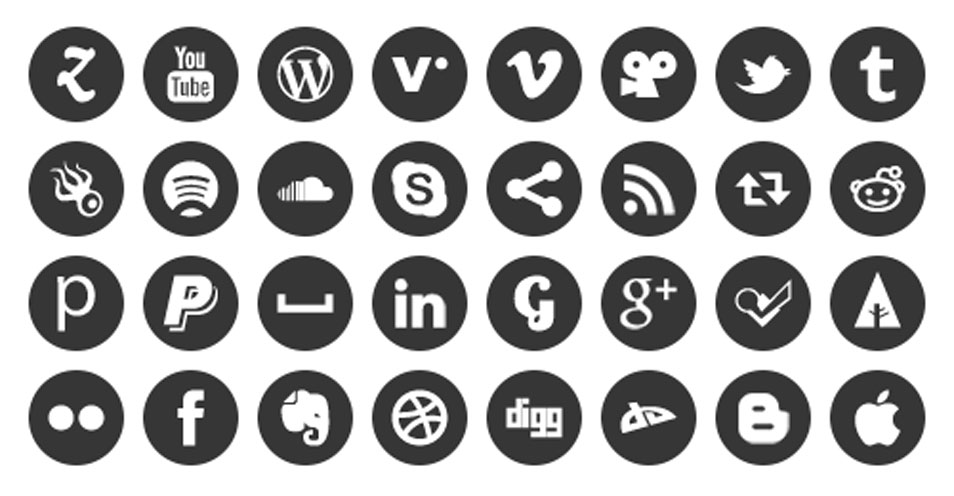 954x496 Sets Of Free Circle Amp Round Social Media Icons