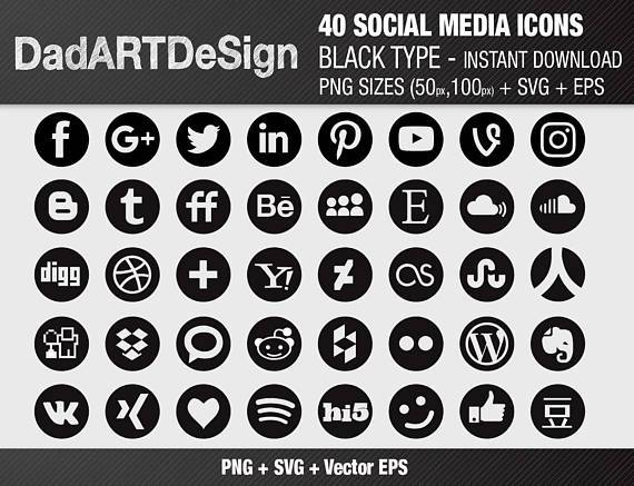 570x437 40 Social Media Icons Set