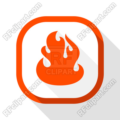 400x400 Fire Flame Orange Icon With Shadow On A Rounded Square Button On