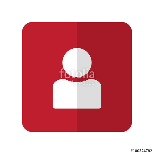 500x500 White Profile Flat Icon On Red Rounded Square On White Stock
