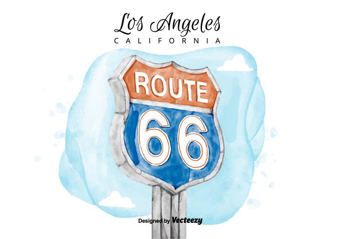 700x490 Route 66 Sign Watercolor Vector