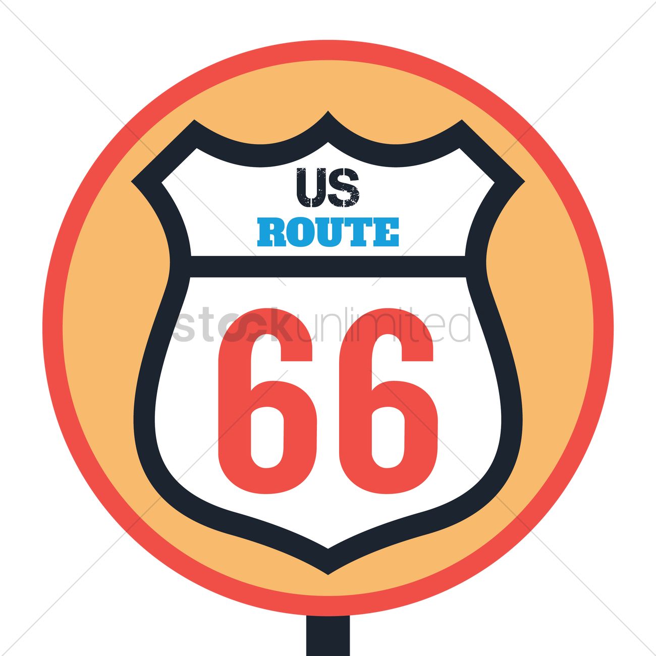 1300x1300 Route 66 Sign Vector Image
