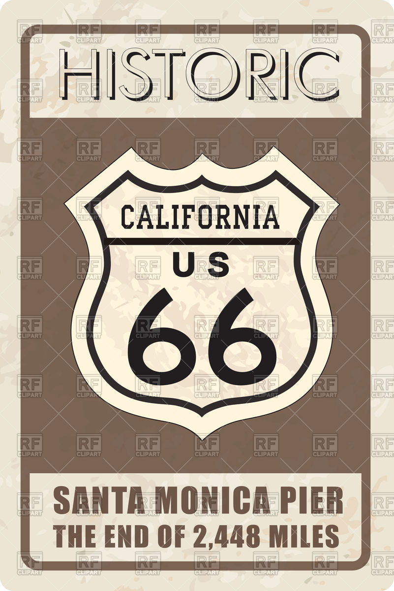 801x1200 Retro Route 66 Sign Vector Image Vector Artwork Of Signs