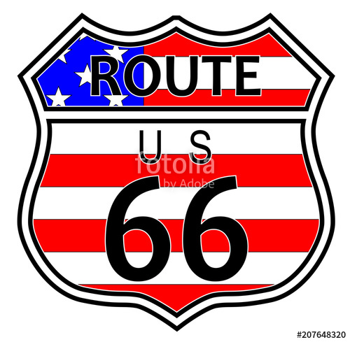 500x489 Route 66 Highway Sign With Flag Stock Image And Royalty Free