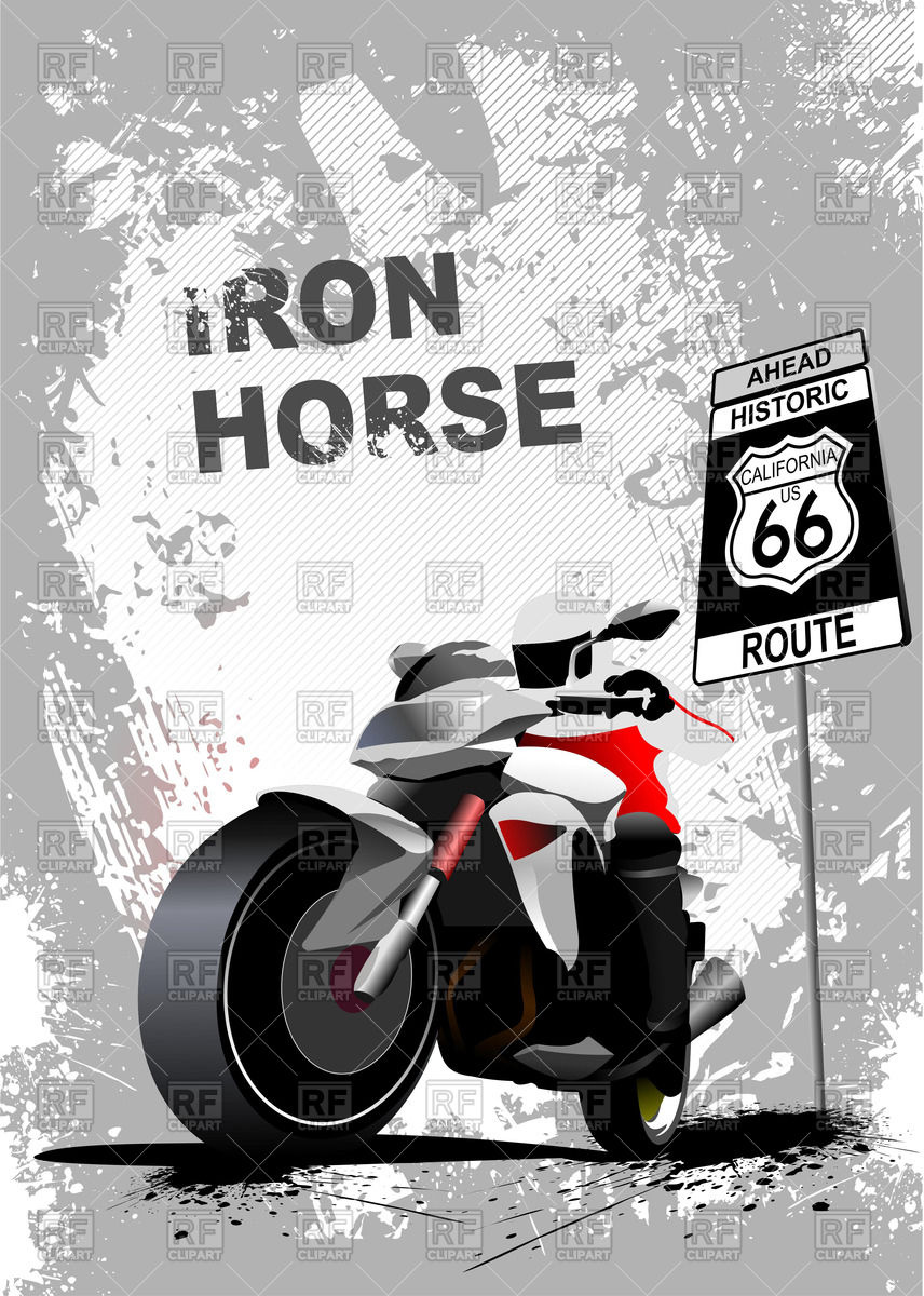 856x1200 Motorcycle And Road Sign Route 66 On Grunge Gray Background