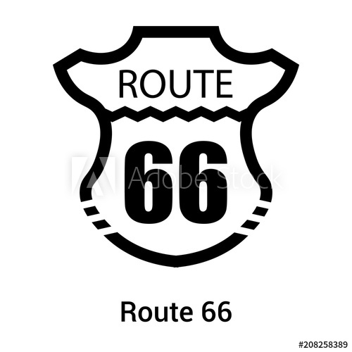 500x500 Route 66 Icon Vector Sign And Symbol Isolated On White Background