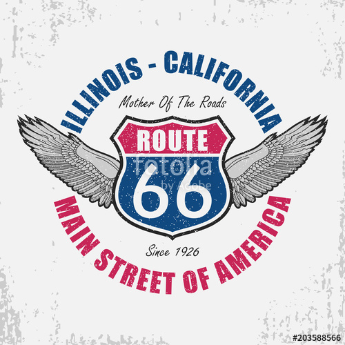 500x500 Route 66 Typography Graphic For T Shirt. Original Clothes Design