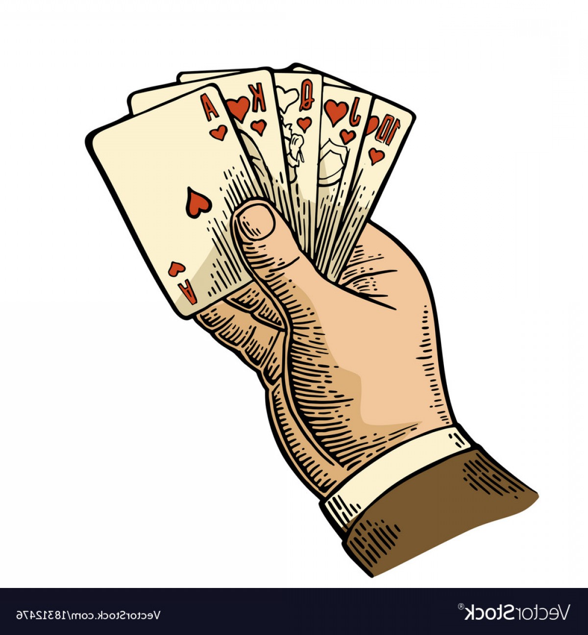 1200x1296 Royal Flush In Hearts Male Hand Holding A Game Vector Lazttweet