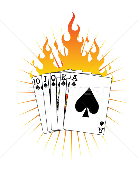 465x600 Royal Flush On Fire! Vector Clip Art Vector Illustration Damon