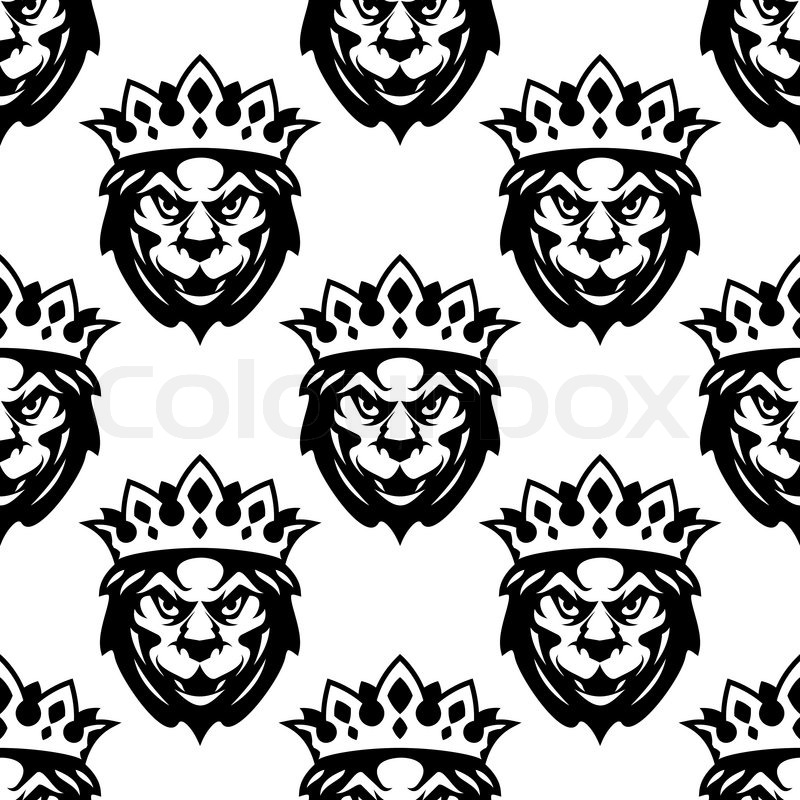 800x800 Seamless Pattern Of The Head Of A Royal Lion Wearing A Crown In A