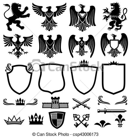 450x470 Family Coat Of Arms Vector Elements For Heraldic Royal Emblems