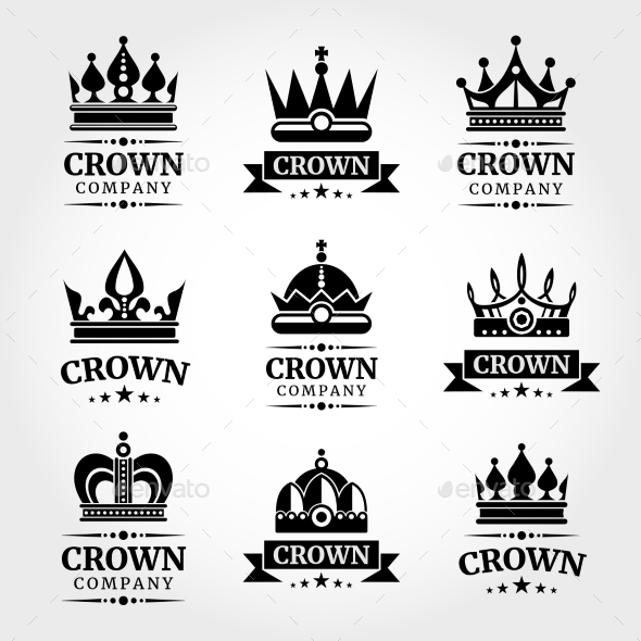 590x590 Royal Vector Crown Emblems In Black By Microvone Graphicriver