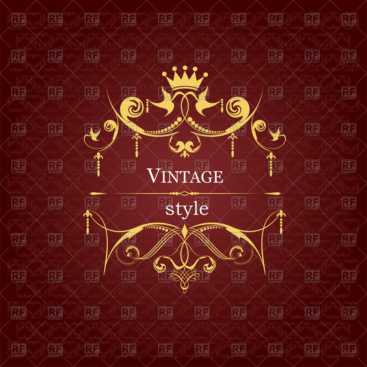 1200x1200 Vintage Style Ornate Golden Royal Frame On Burgundy Background