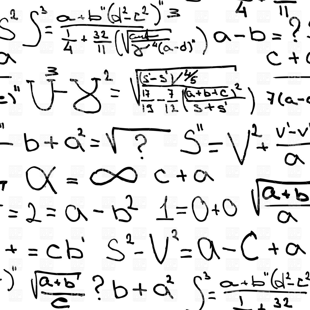 1200x1200 Mathematics Equations On White Vector Image Vector Artwork Of