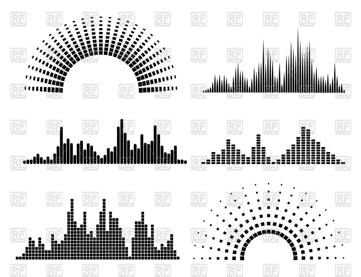 1200x923 Set Of Black Music Waves Forms Isolated On White Background Vector