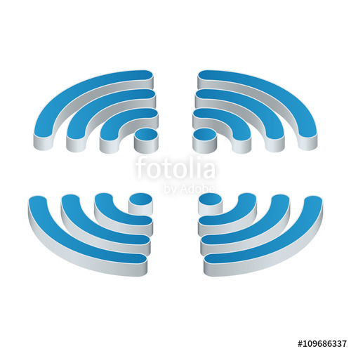500x500 Wi Fi Isometric Icon. Set Of Four Wifi Icons For Business Or