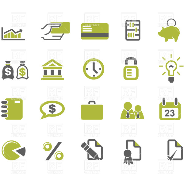 600x600 Banks And Business Icons Set Vector Image Vector Artwork Of