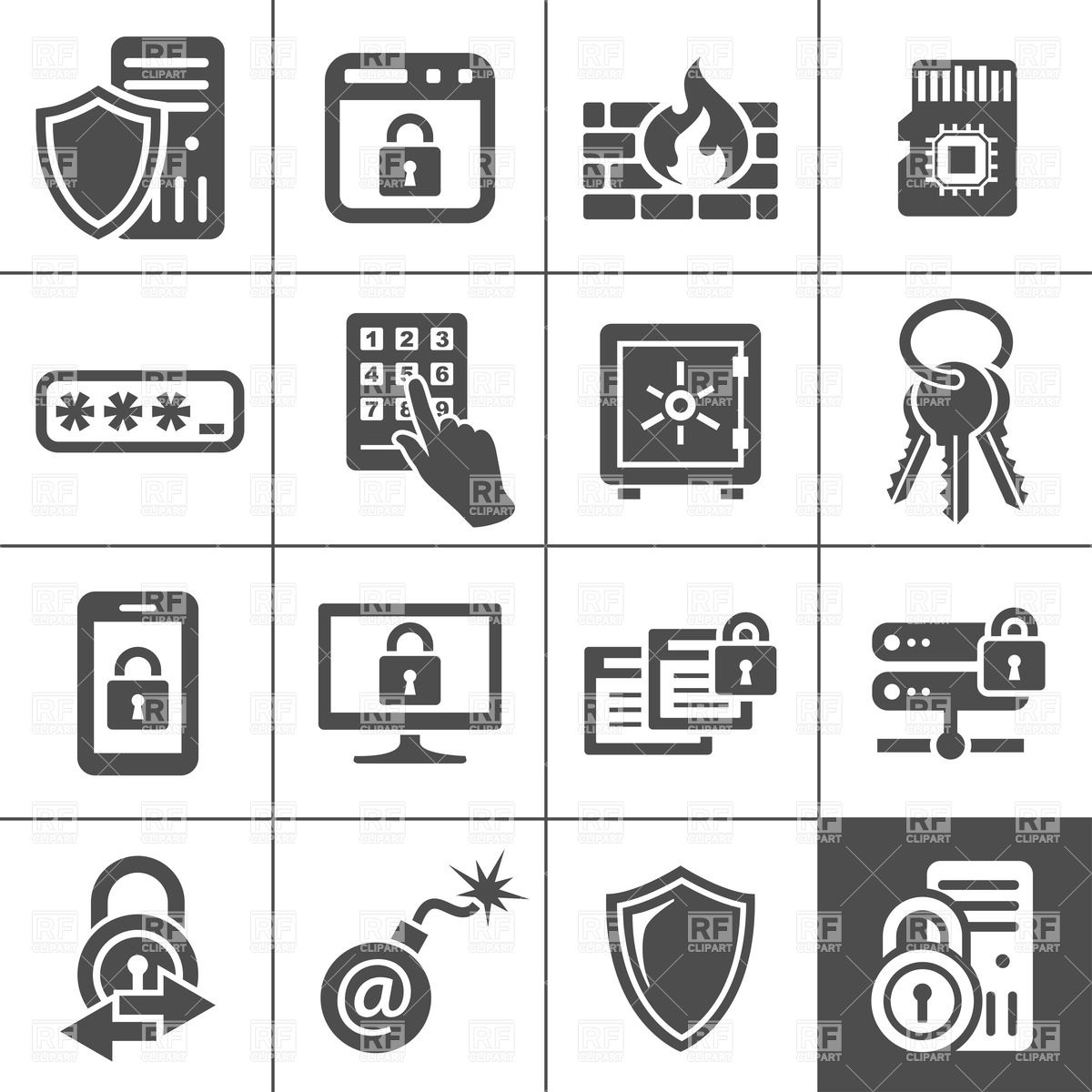 1200x1200 Information Technology Security Icons Vector Image Vector
