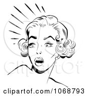 175x190 Clipart Pop Art Talking Woman Holding A Compact Black And White
