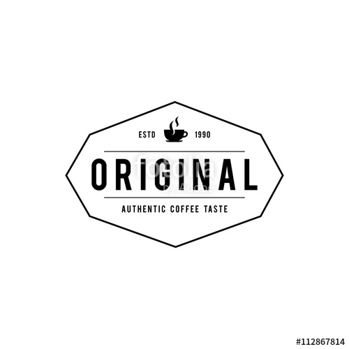500x500 Coffee Shop Logo, Cup, Beans, Vintage Style Objects Retro Vector