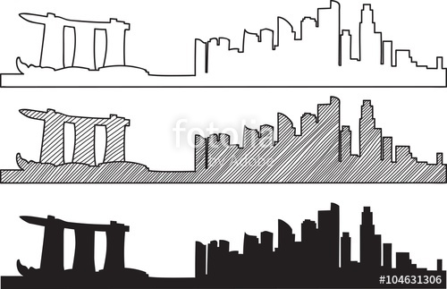 500x323 Free Hand Sketch Of Singapore Skyline. Vector Illustration Eps 10