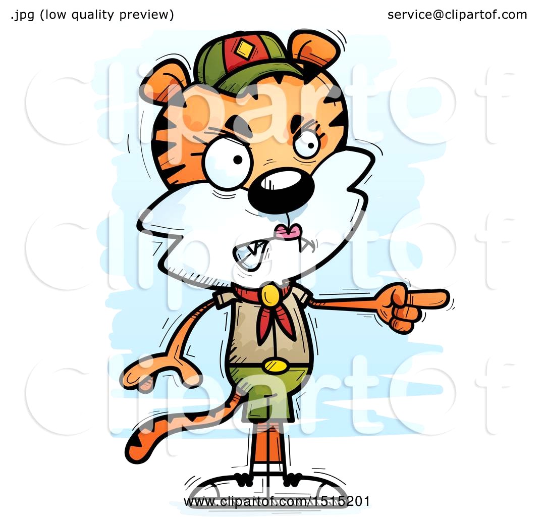 1080x1024 Clipart Of A Mad Pointing Female Tiger Scout Royalty Free Vector