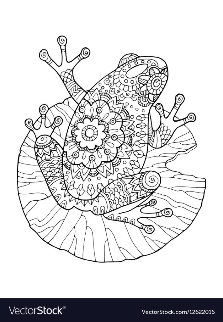 711x1024 Frog Coloring Book Royalty Free Vector Image Vectorstock Frog