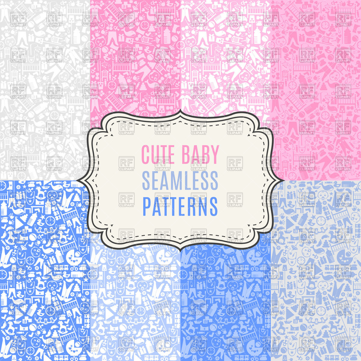 1200x1200 Cute Baby Seamless Patterns Set Vector Image Vector Artwork Of