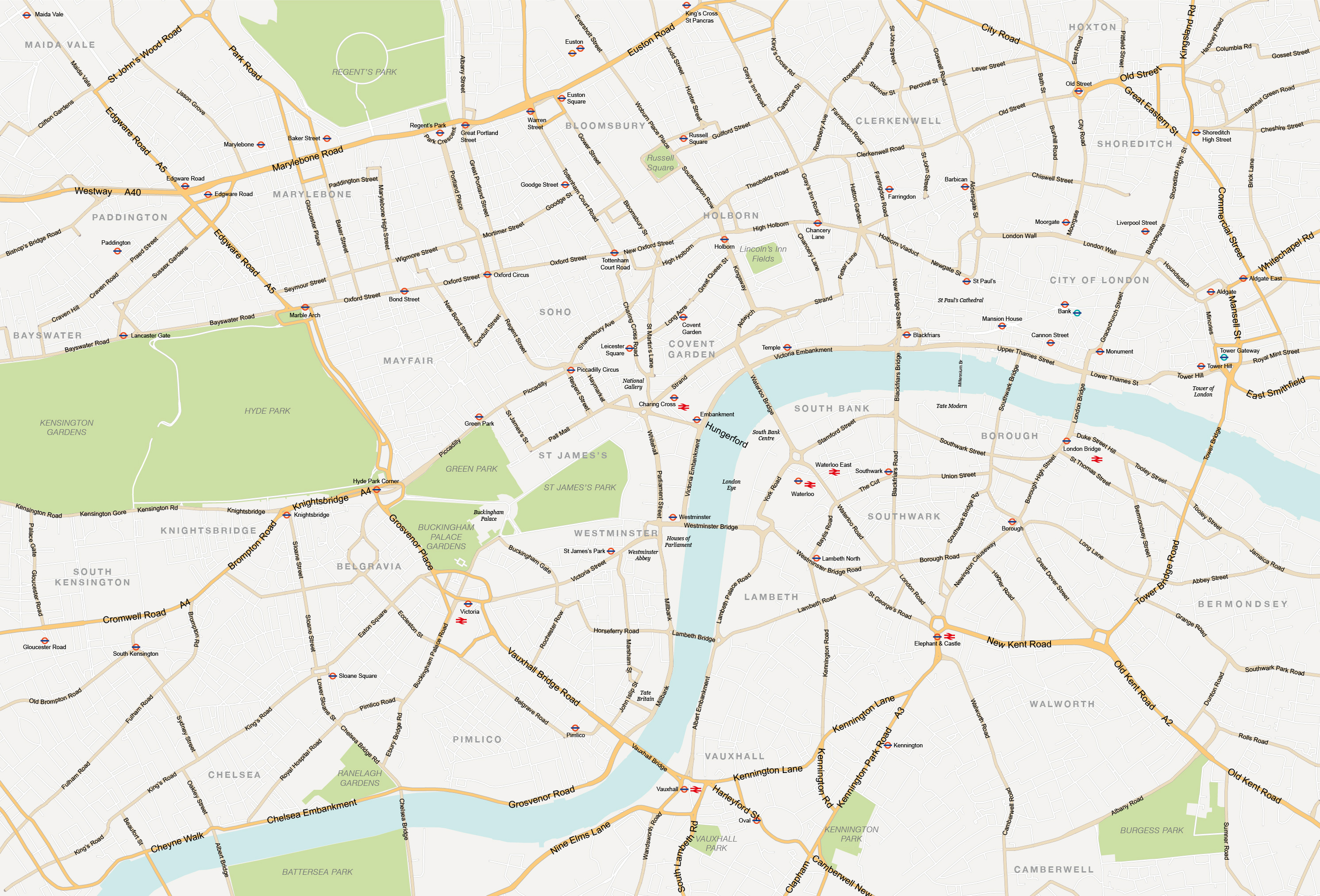 2983x2025 Central London Map